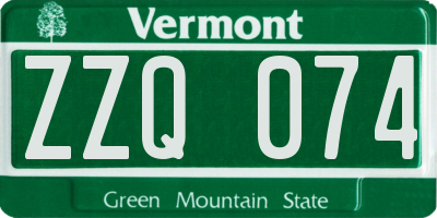 VT license plate ZZQ074