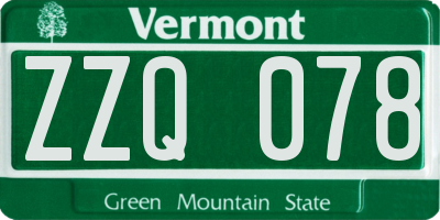 VT license plate ZZQ078