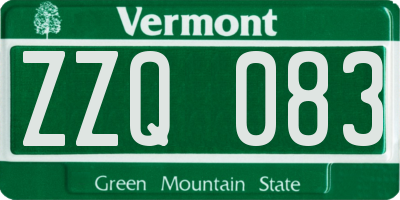 VT license plate ZZQ083