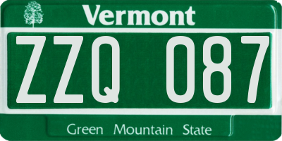 VT license plate ZZQ087