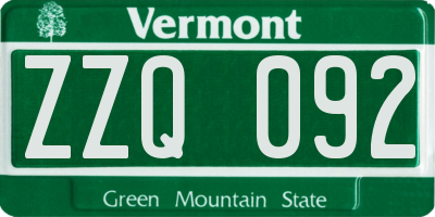 VT license plate ZZQ092