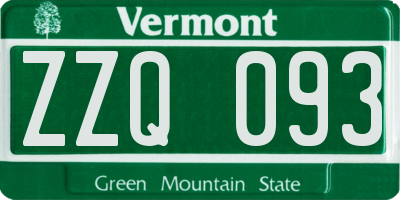 VT license plate ZZQ093