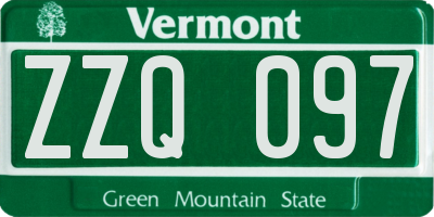 VT license plate ZZQ097