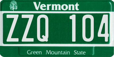 VT license plate ZZQ104
