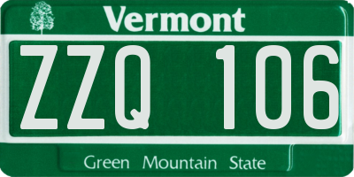 VT license plate ZZQ106
