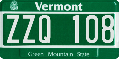 VT license plate ZZQ108