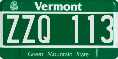VT license plate ZZQ113
