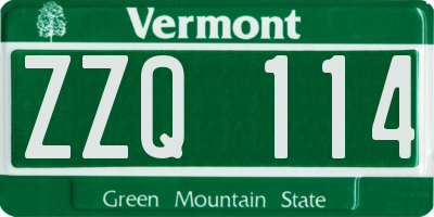 VT license plate ZZQ114