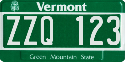 VT license plate ZZQ123