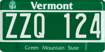 VT license plate ZZQ124
