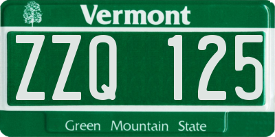VT license plate ZZQ125
