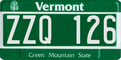 VT license plate ZZQ126