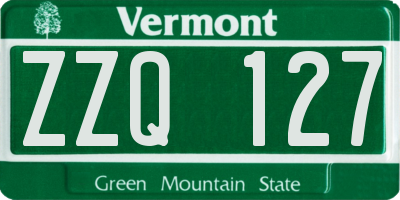 VT license plate ZZQ127