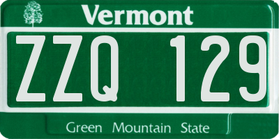 VT license plate ZZQ129