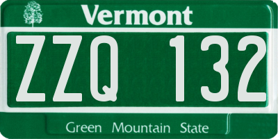 VT license plate ZZQ132