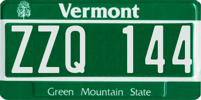 VT license plate ZZQ144
