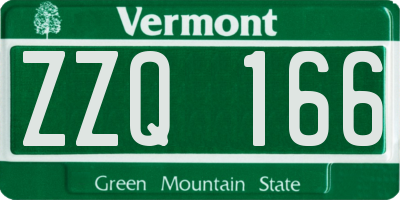 VT license plate ZZQ166