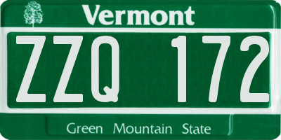 VT license plate ZZQ172