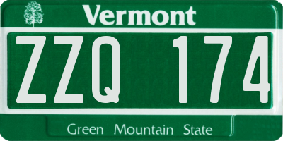 VT license plate ZZQ174