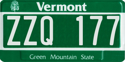 VT license plate ZZQ177