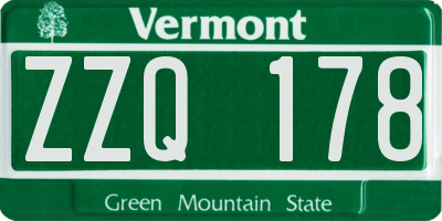 VT license plate ZZQ178