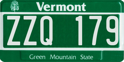 VT license plate ZZQ179