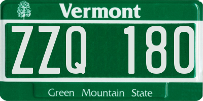 VT license plate ZZQ180