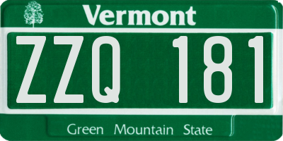 VT license plate ZZQ181