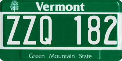VT license plate ZZQ182