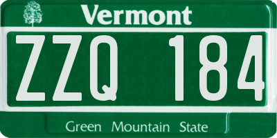 VT license plate ZZQ184
