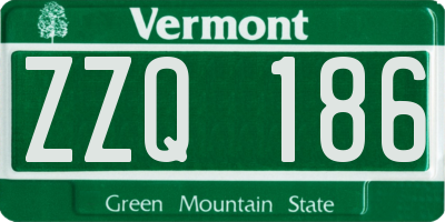 VT license plate ZZQ186