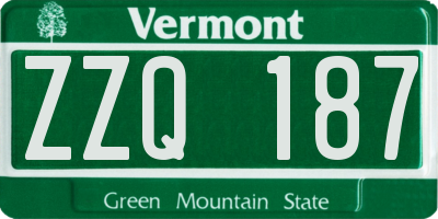 VT license plate ZZQ187