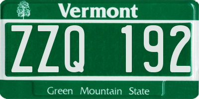 VT license plate ZZQ192