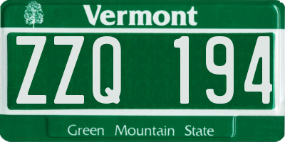 VT license plate ZZQ194