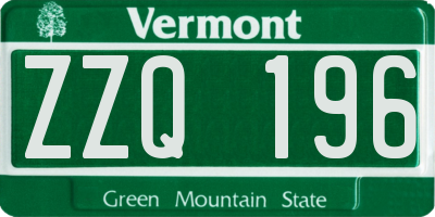 VT license plate ZZQ196