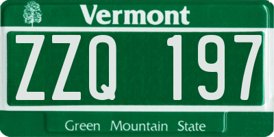 VT license plate ZZQ197