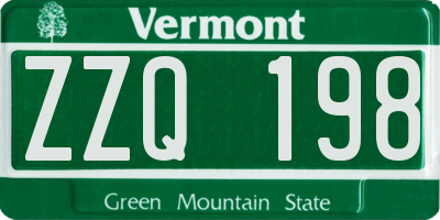 VT license plate ZZQ198