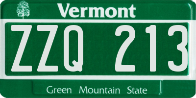 VT license plate ZZQ213