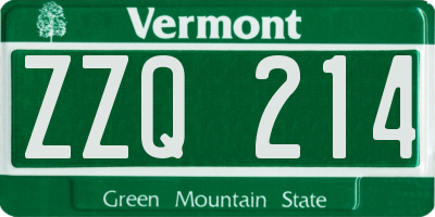 VT license plate ZZQ214