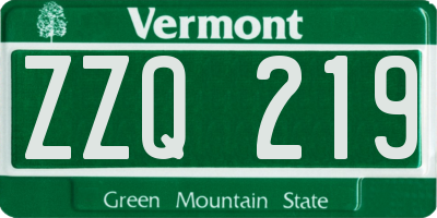 VT license plate ZZQ219