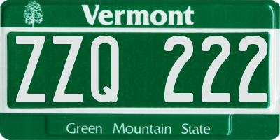 VT license plate ZZQ222