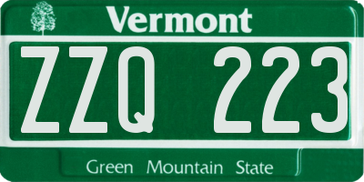 VT license plate ZZQ223