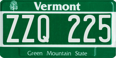 VT license plate ZZQ225