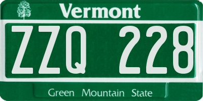 VT license plate ZZQ228