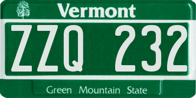 VT license plate ZZQ232