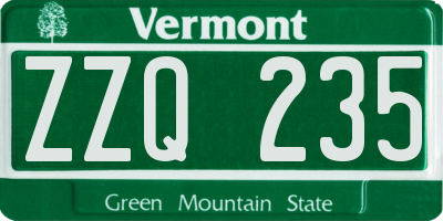VT license plate ZZQ235