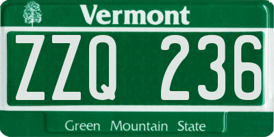 VT license plate ZZQ236