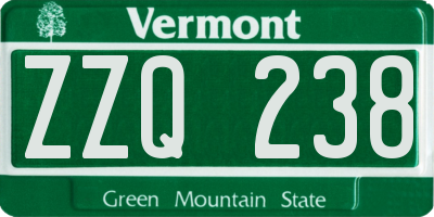 VT license plate ZZQ238