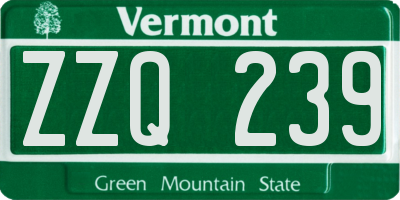 VT license plate ZZQ239