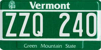 VT license plate ZZQ240